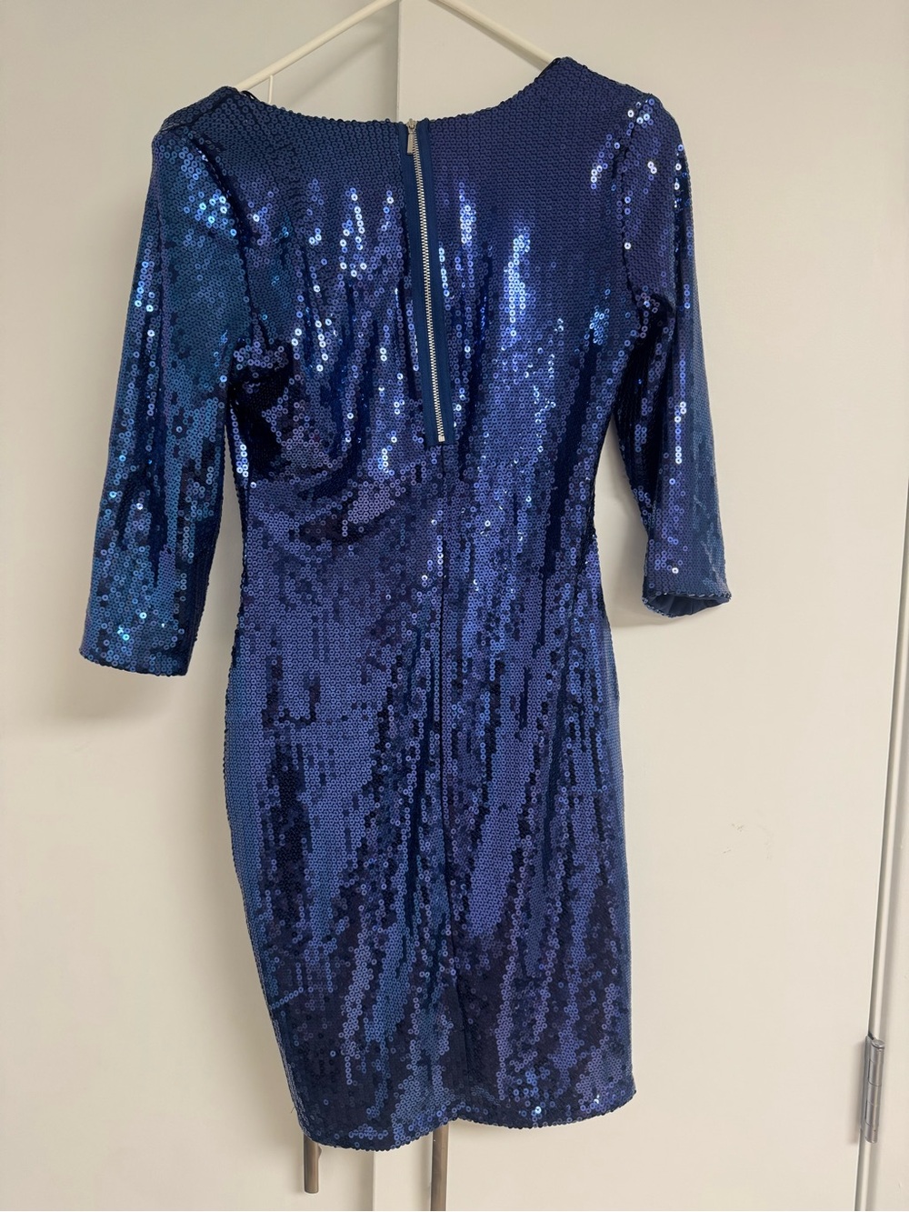 H&M Royal Blue Sequin Long Sleeve Sheath Dress
